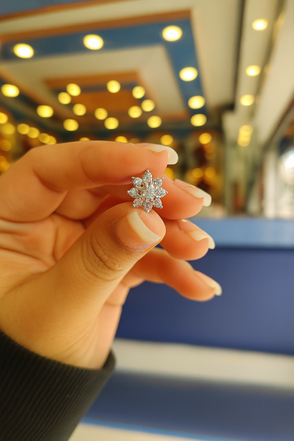 Floral Sparkle Silver Studs