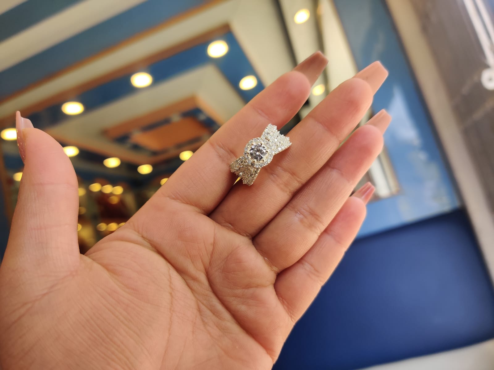 silver cross diamond design ring